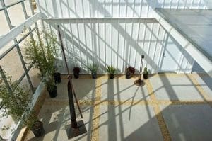 Hus av container Mojaveöknen atrium