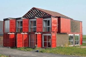 Hus av container franskt tvåvåningshus fasad