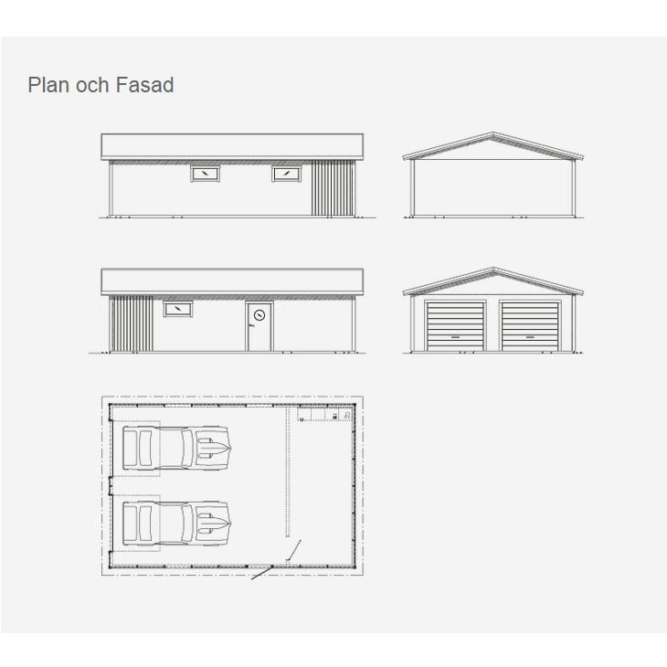 Lövångers bygg dubbelgarage 7,2x10,8 m 2 2x10