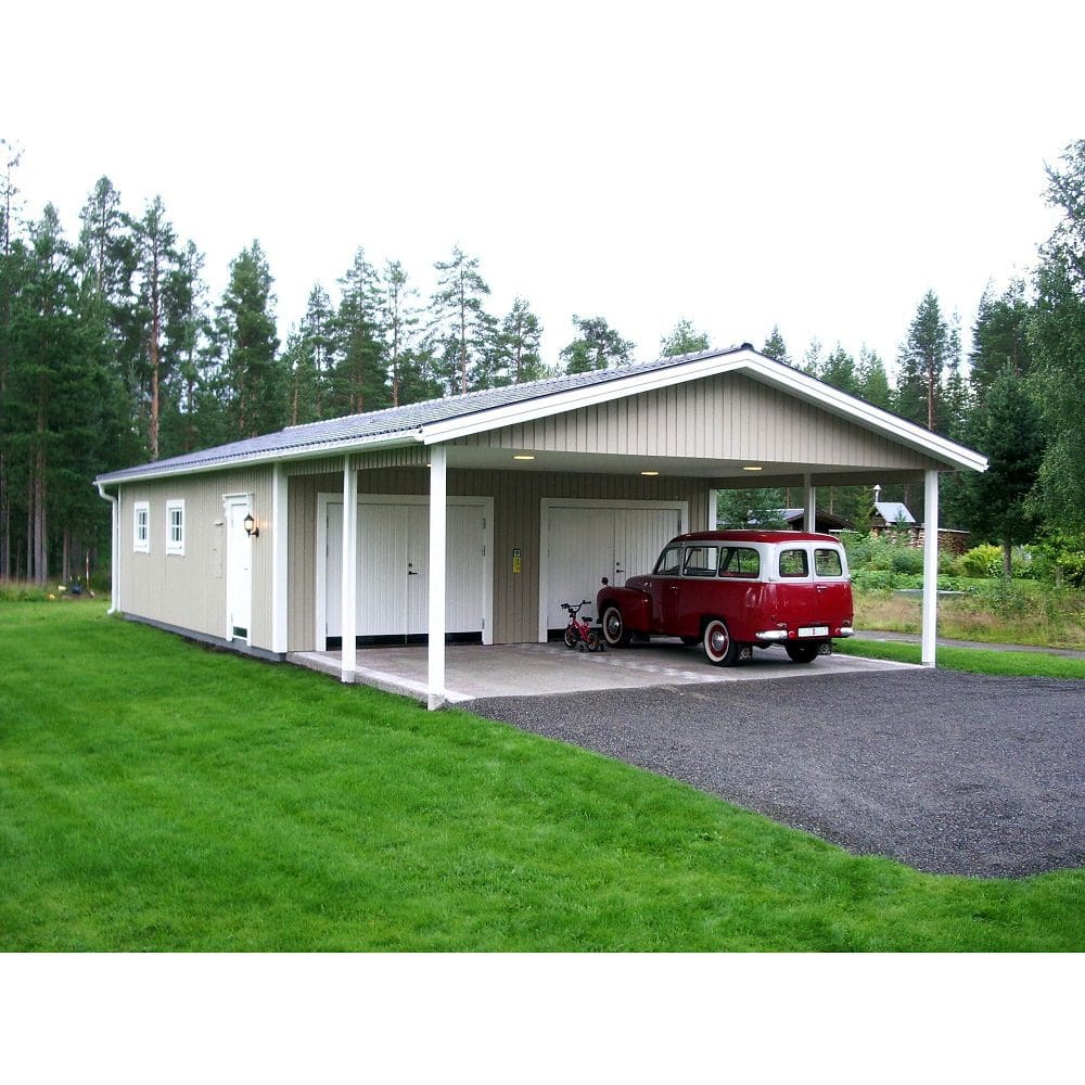 Lövångers Bygg Garage med Carport 7,2 x 14,4 m Special - Produktguiden