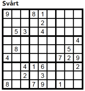 Sudoku Villaliv nr 5, 2017
