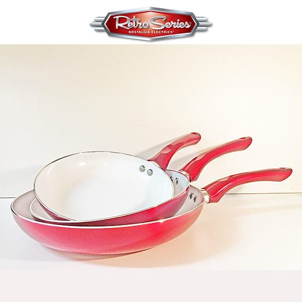 Elegant set om 3 stekpannor i metallicrött, vecka 42 1 Elegant set om 3 stekpannor i metallicrött, Vecka 42